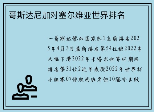 哥斯达尼加对塞尔维亚世界排名